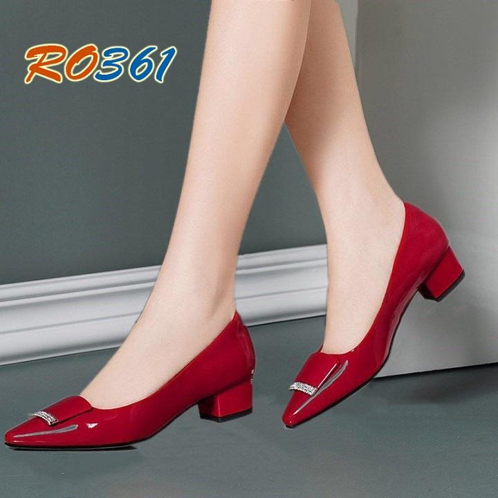 Giày búp bê nữ cao gót 2p RO361 ROSATA tại BCASHOP - màu đen