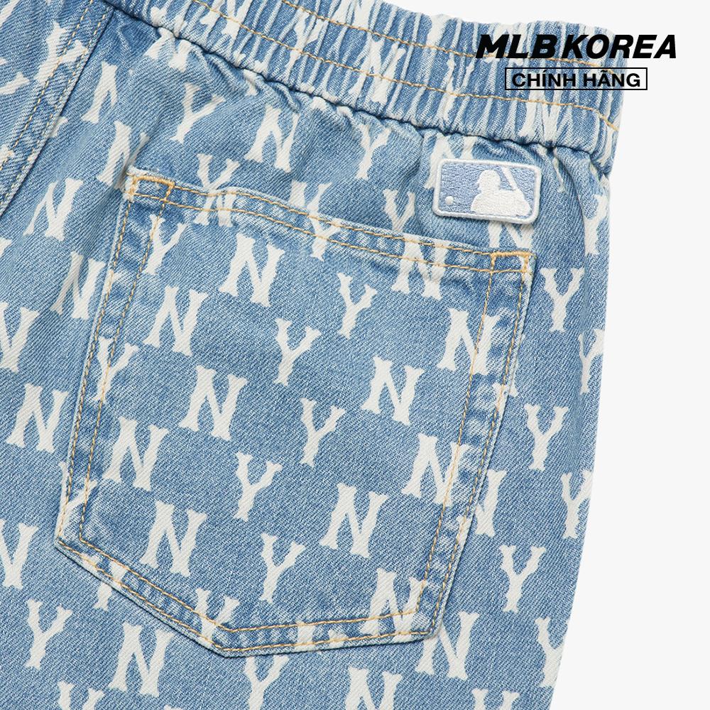 MLB - Quần shorts jeans lưng thun Monogram 3ADPM4023-50BLL