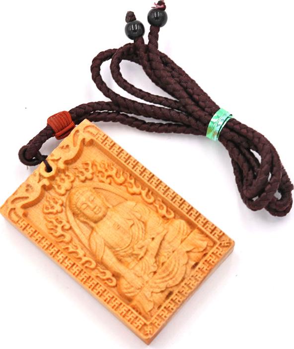 Vòng cổ mặt gỗ hoàng đàn Phật A di đà MG17