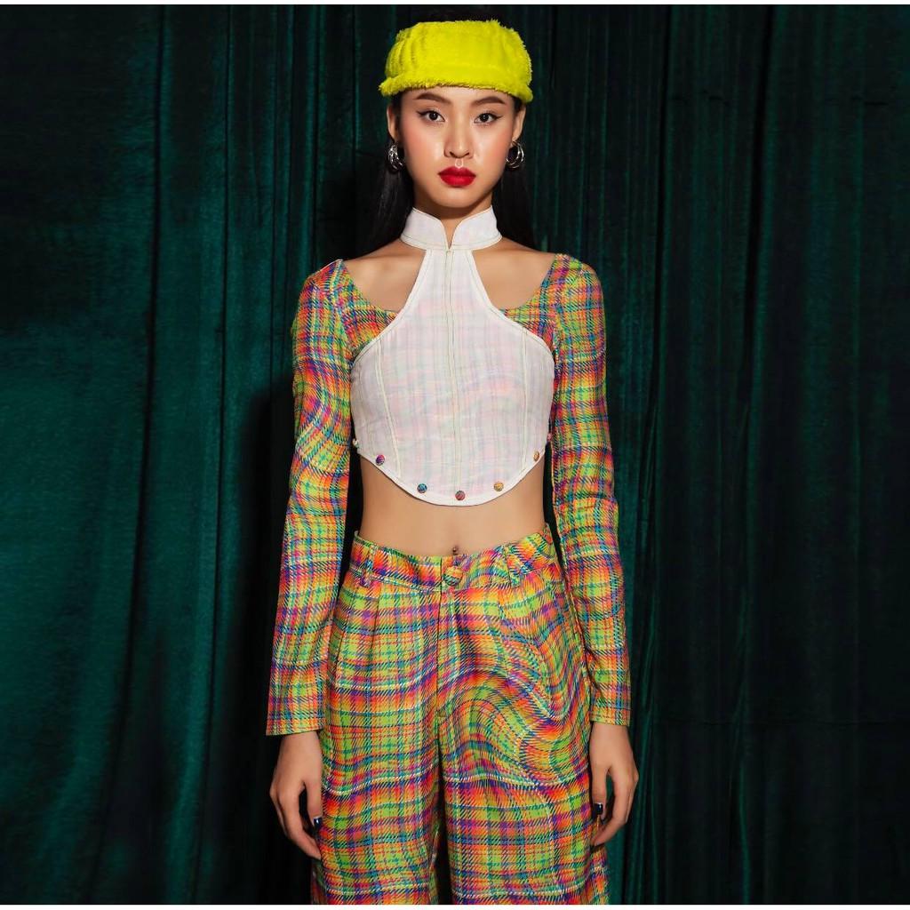 Áo Dài Croptop Cách Tân Tartan - 'Lời Hứa...' Ao Dai Croptop SE / Tartan Pattern