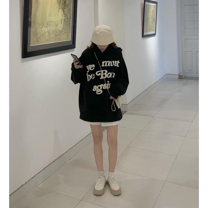 Áo hoodie - áo khoác unisex Homies liền mũ có túi in chữ BORN, áo khoác hoodie nỉ chân cua from rộng