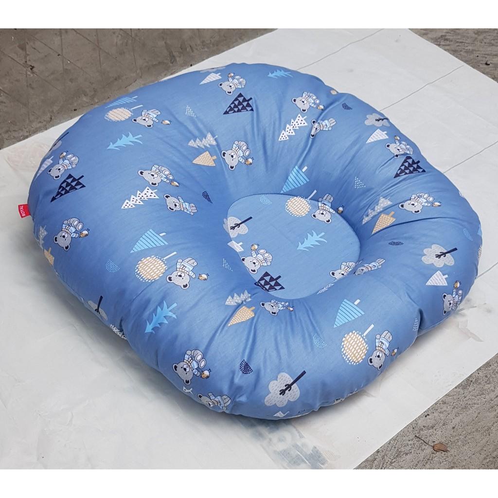 Gối chống trào ngược, tập ngồi vải cotton thoáng mát size to cho bé nằm thoải mái