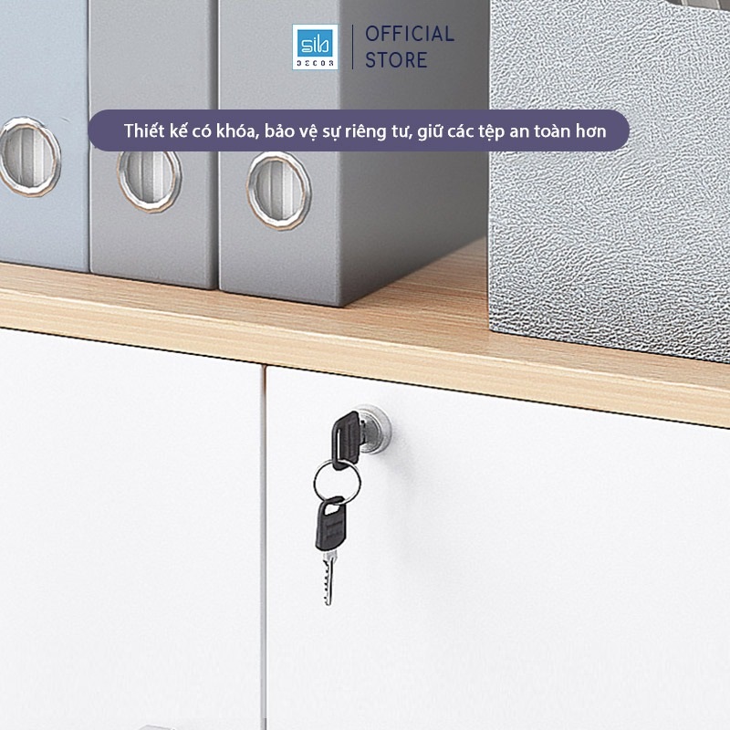 Tủ Gỗ Đựng Hồ Sơ Văn Phòng 2 Cửa Có Khóa, Hộc Tủ Mở Rộng Hiện Đại Thương Hiệu SIB Decor HS23