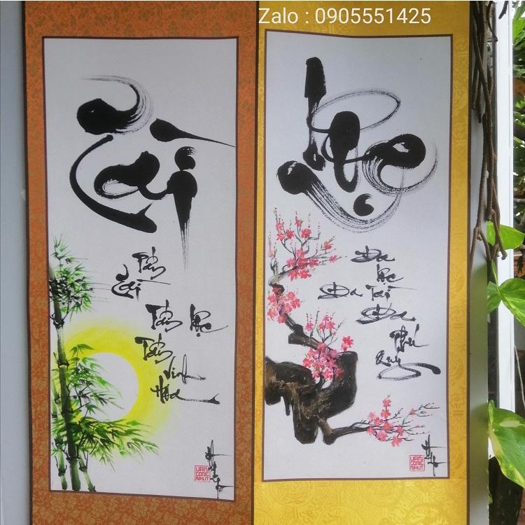 Cặp biếu lụa thư pháp TÀI LỘC.Quà tặng ông bà,cha mẹ,bạn bè,đối tác, mừng tân gia, khai trương.Quà cưới,tết,sinh nhật