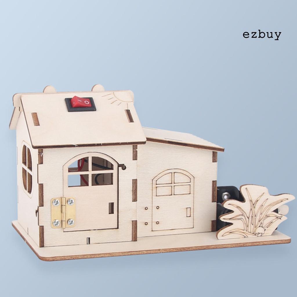 EY-Wooden Puzzle Educational Luminous Handcraft Solar House Model Puzzle Toy for Children