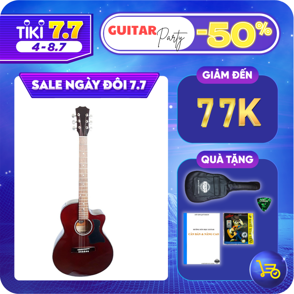 Đàn guitar acoustic DT70 có ty màu nâu đất Chất âm thanh vang tốt Dáng D có khuyết Action thấp Dành cho bạn mới tập đàn guitar