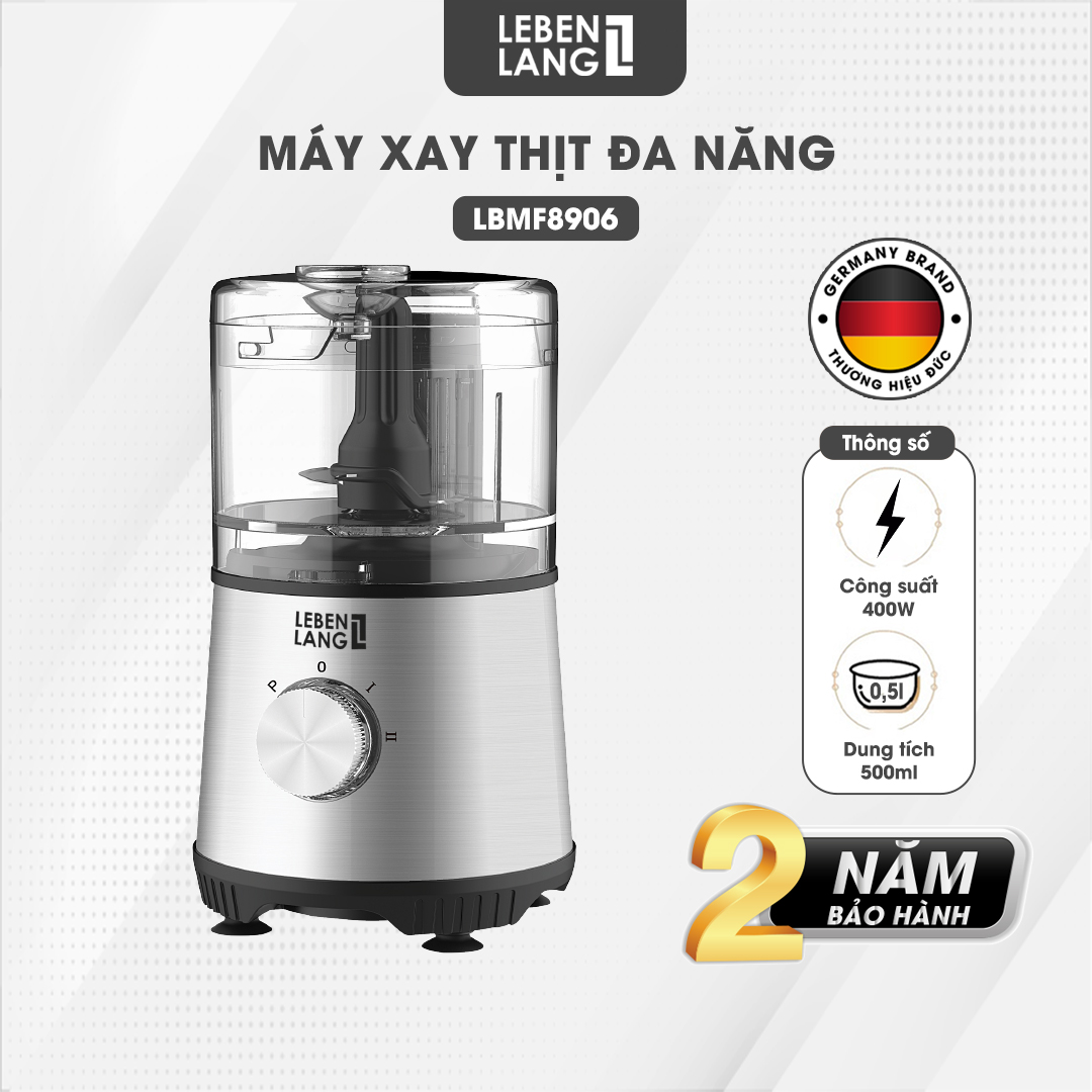 Máy xay thịt đa năng LEBENLANG công suất 400W, dung tích cối xay 500ml, bảo hành điện tử 2 năm, model LBMF8906 - hàng chính hãng