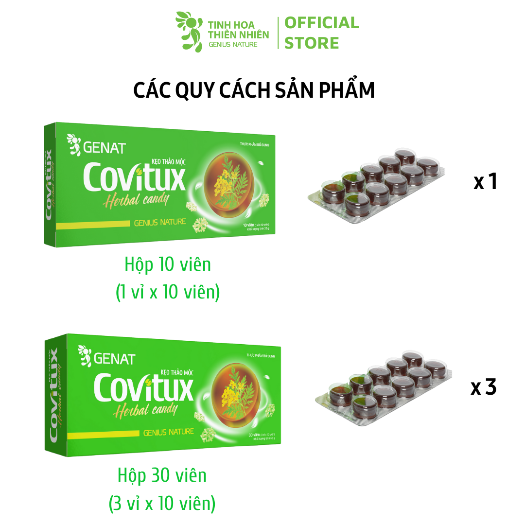 Kẹo thảo mộc Covitux (hộp 10 viên) - Genat