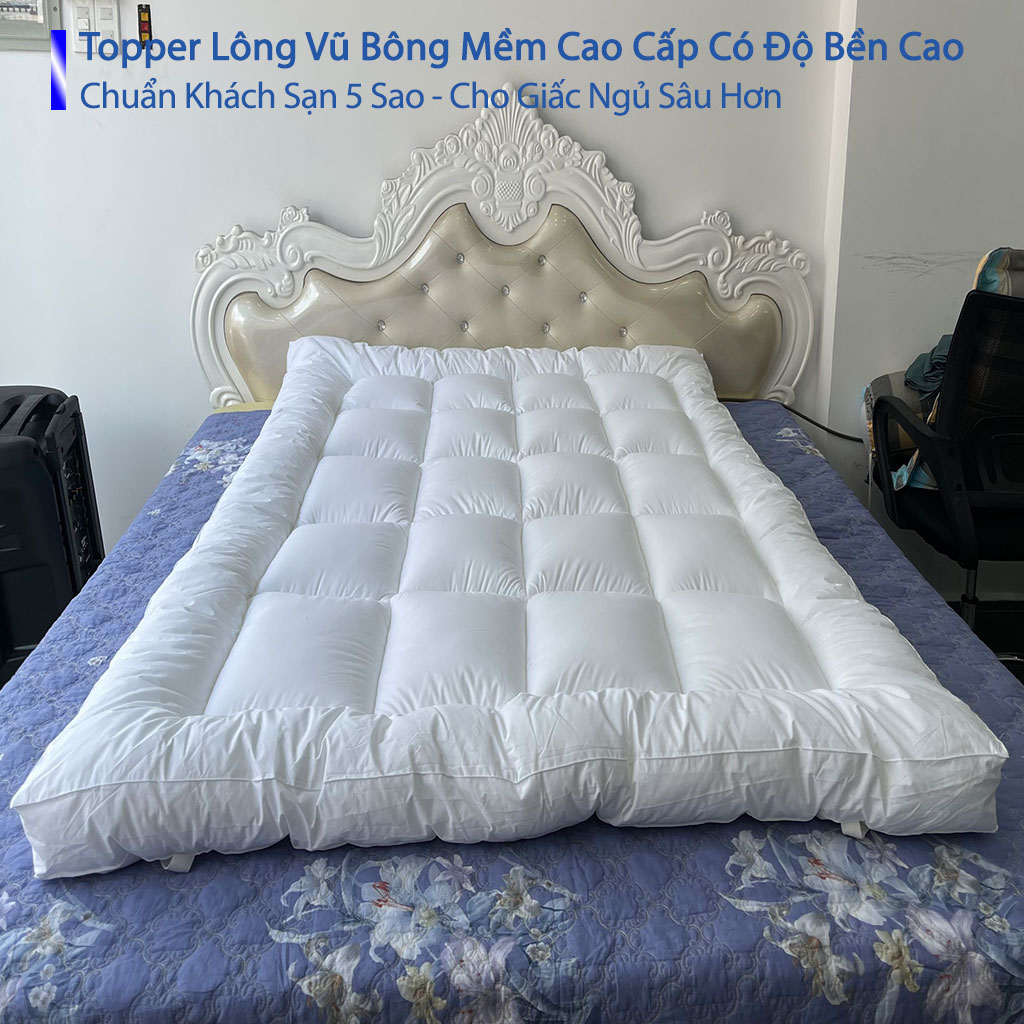 Topper Lông Vũ Cao Cấp Chuẩn Khách Sạn 5 Sao Tấm Làm Mềm Nệm Topper Toper Nệm Đệm Tấm Bảo Vệ Nệm Miếng Lót Nệm Topper Trải Giường Tấm Đệm Toper - Hệ Thống Nệm