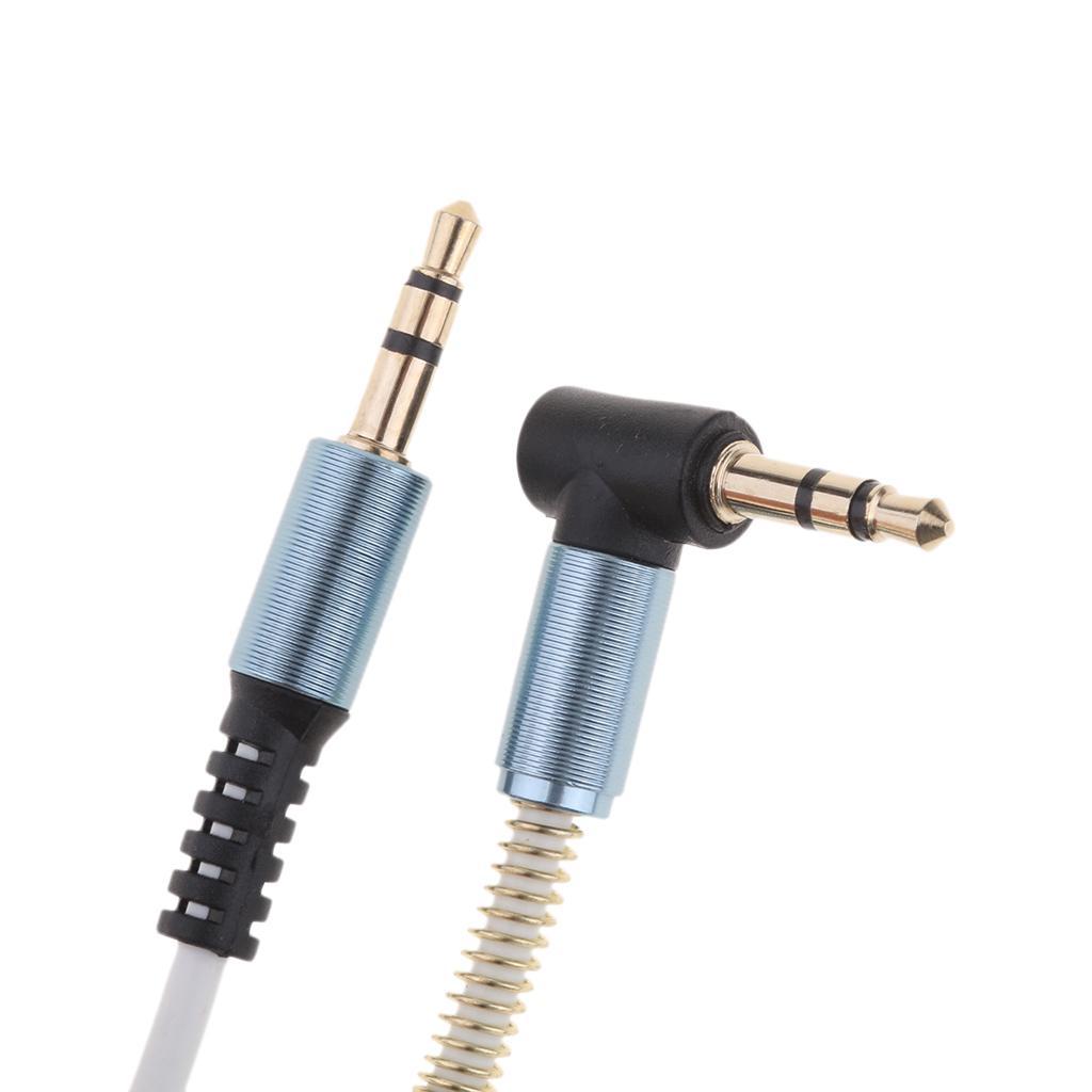 3.5mm M to M Aux Cable Cord L-Shaped Right Angle Audio Headphone White