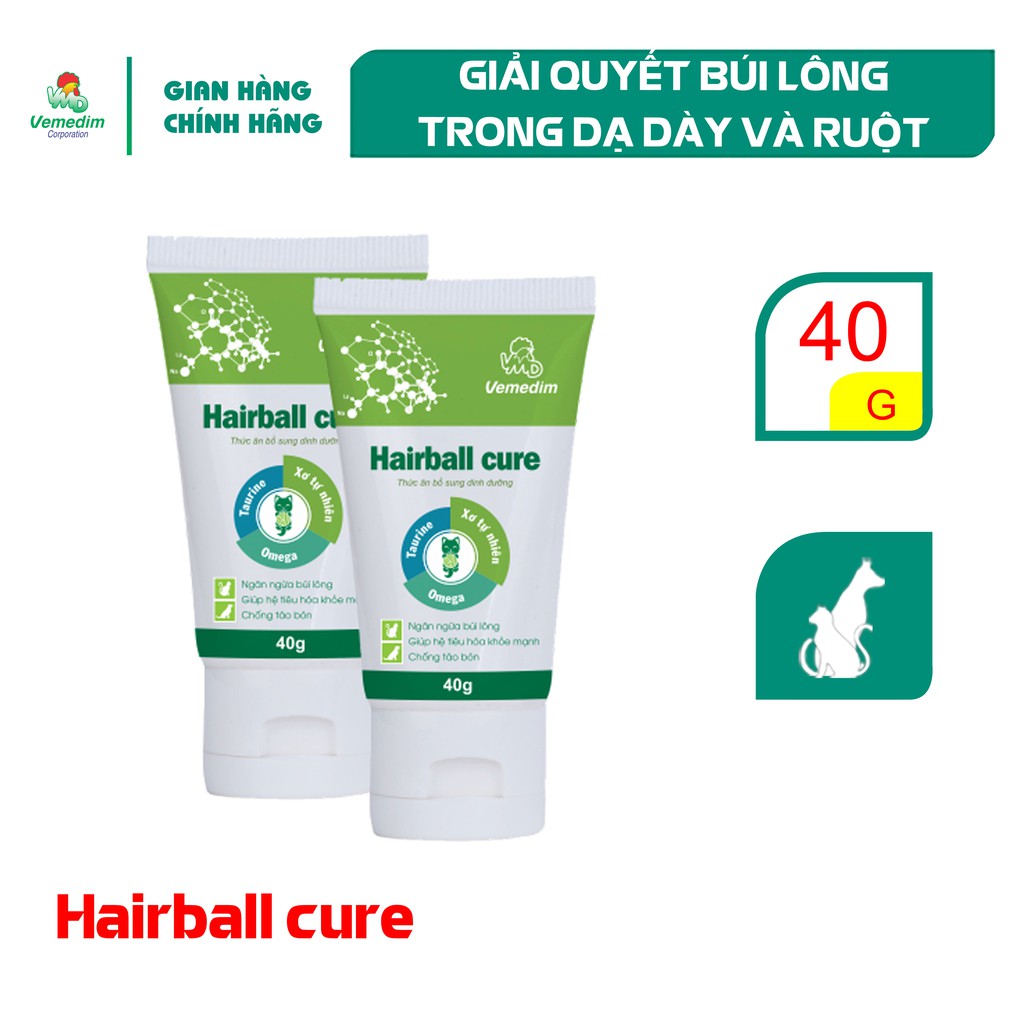 Gel Tiêu Búi Lông Trong Dạ Dày Và Đường Ruột Hạn Chế Táo Bón Nôn Mửa Cho Chó Mèo Vemedim Hairball cure 40g