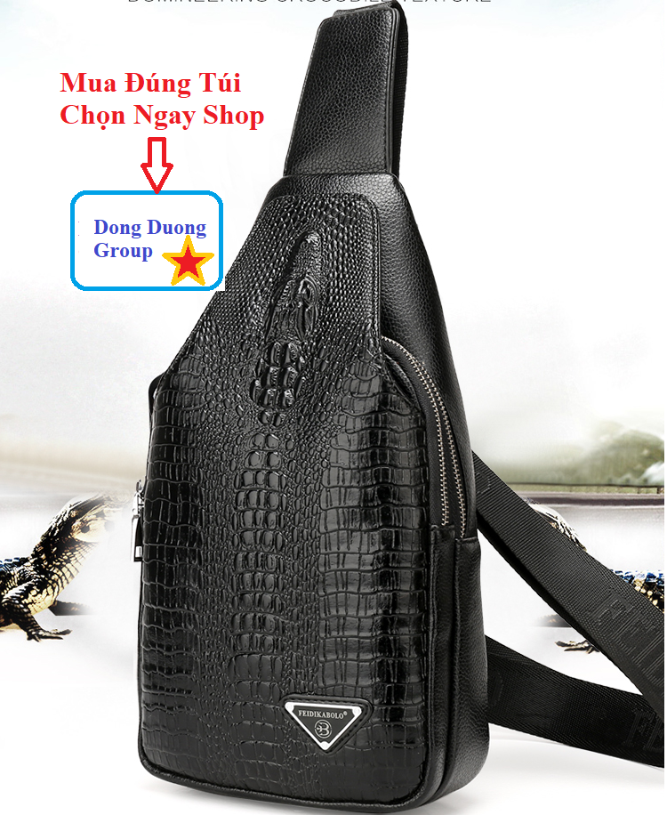 Túi đeo chéo nam da Pu Dập vân Da Cá Sấu Siêu Bền Đẹp Chống Nước- Đầu Cá Sấu