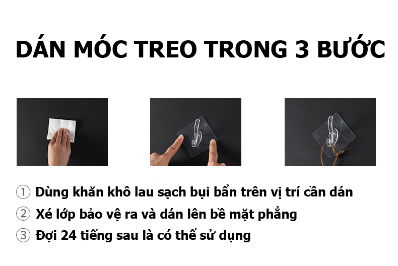 COMBO 10 Móc treo quần áo dán tường trong suốt chịu lực chống thấm nước MDT00004