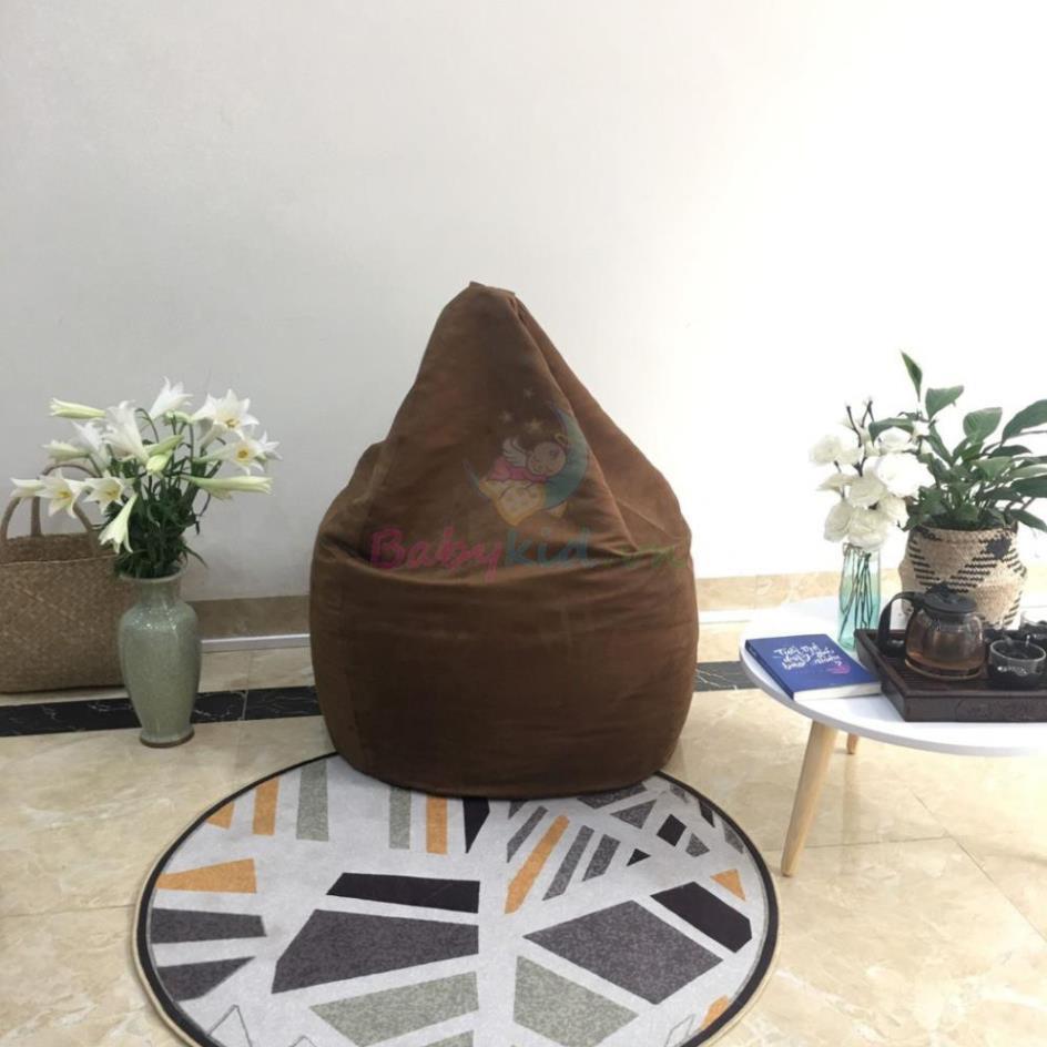 Ghế xốp dáng lê, size M, da lộn nâu đậm, có xốp
