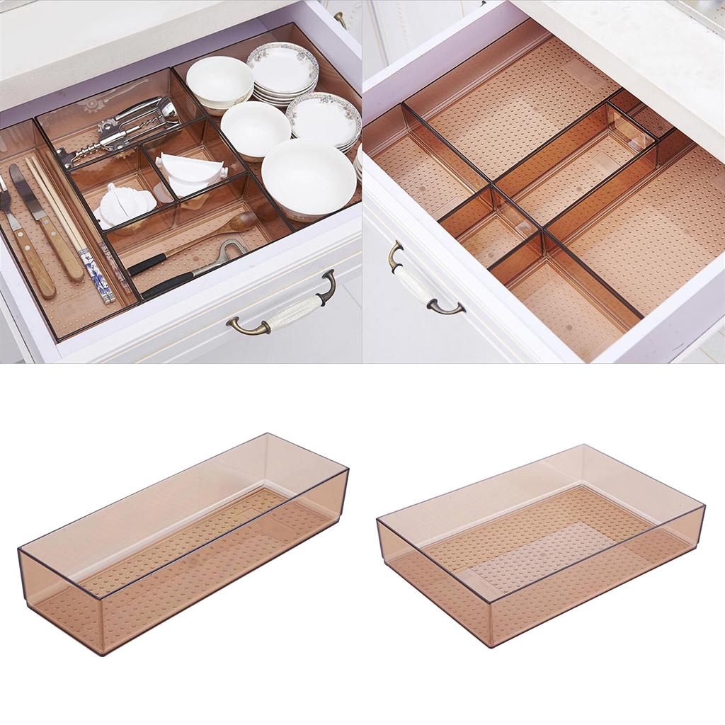 2 Pcs Compartment Drawer Tray Organizer Bathroom Makeup Storage Box Dividers