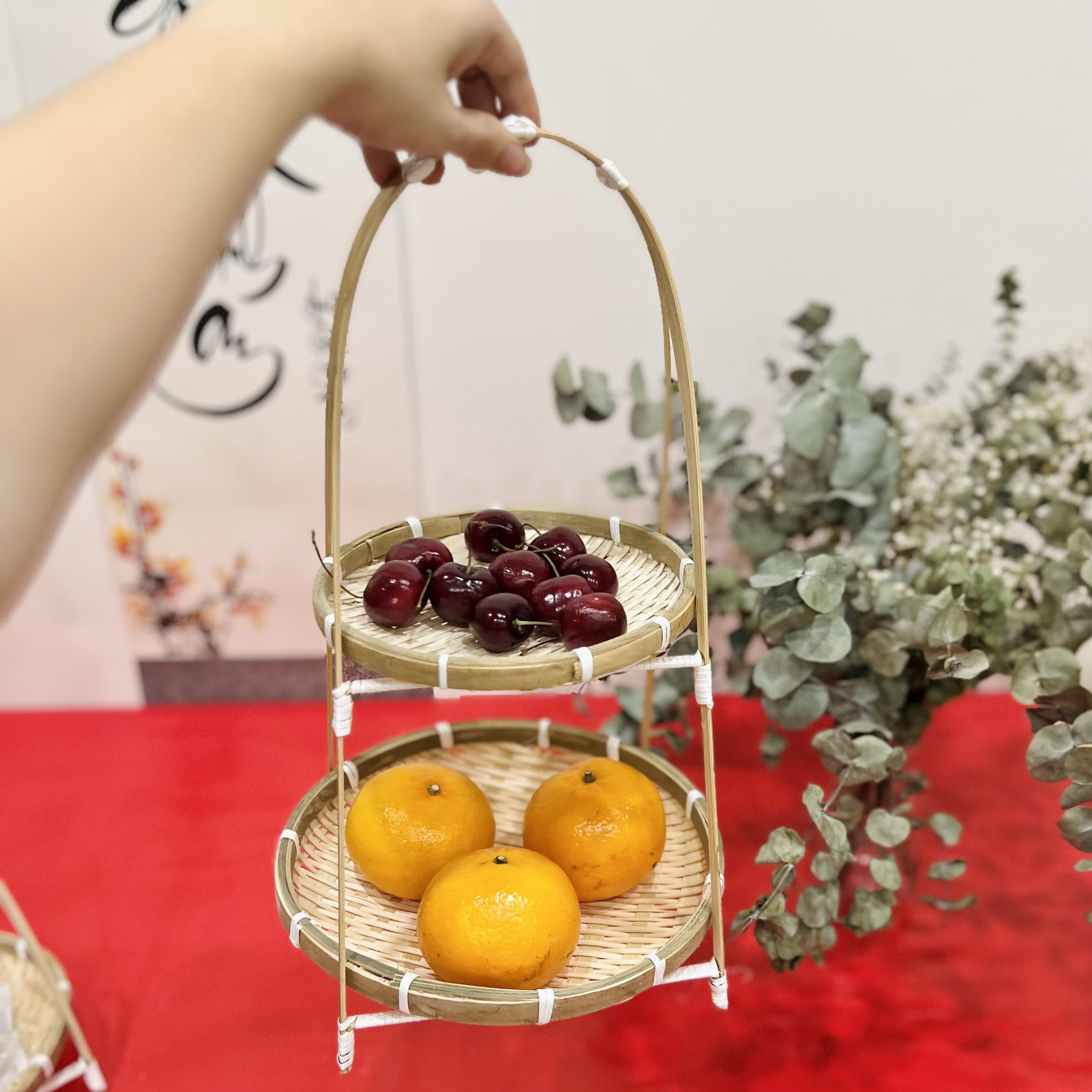 Kệ Tre 2 Tầng URSPACE Đựng Bánh Mứt, Trái Cây, Decor Tết / BAMBOO 2 TIERS TRAY