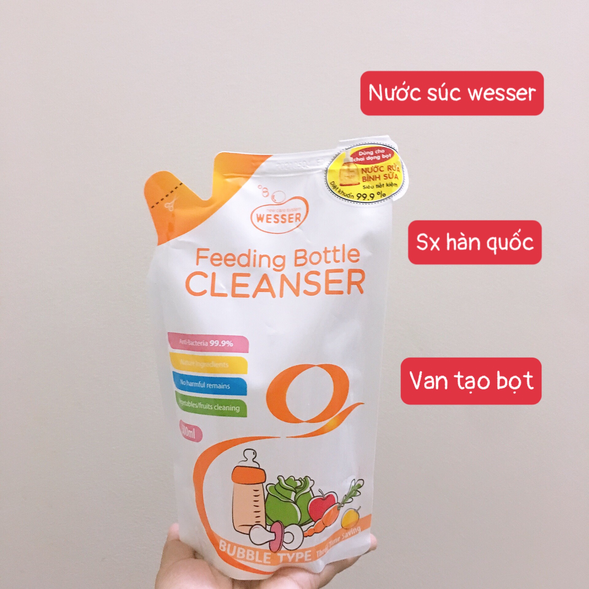 Nước Rửa Bình Sữa Wesser Dạng Gói (500ml)