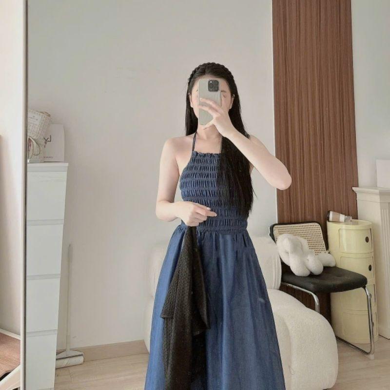 SET ĐẦM CỔ YẾM DEMIN NHÚN PHỐI ÁO KHOÁC REN ĐEN