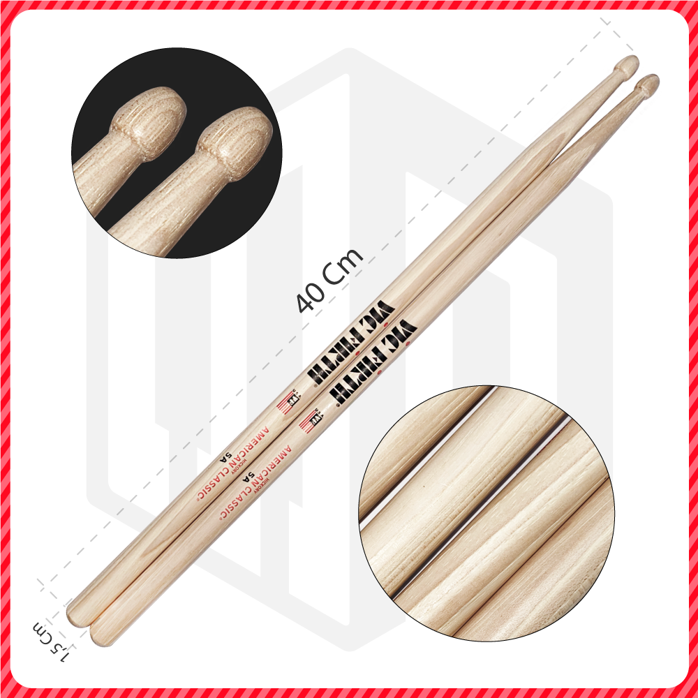 Bộ dùi trống/ Drumsticks/ Drumstick - Vic Firth 5A American Classic - Gỗ Hickory/ Hồ Đào/ Mại Châu - Màu gỗ tự nhiên - Hàng chính hãng