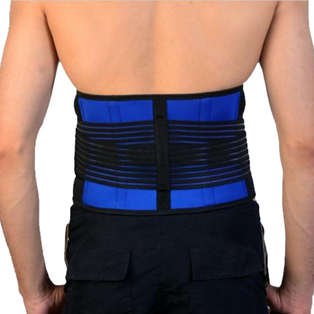 Sports Neoprene Back Support Brace Waist Protective Belt-Black&Blue S