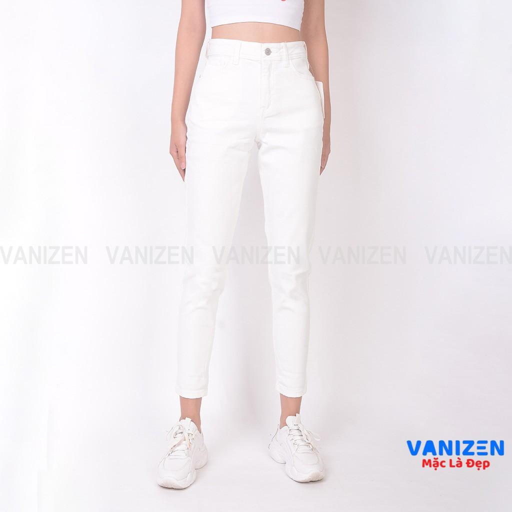 Quần jean nữ ống rộng baggy đẹp lưng cao cạp căn bản màu đen trắng trơn cao cấp mã 220 VANIZEN