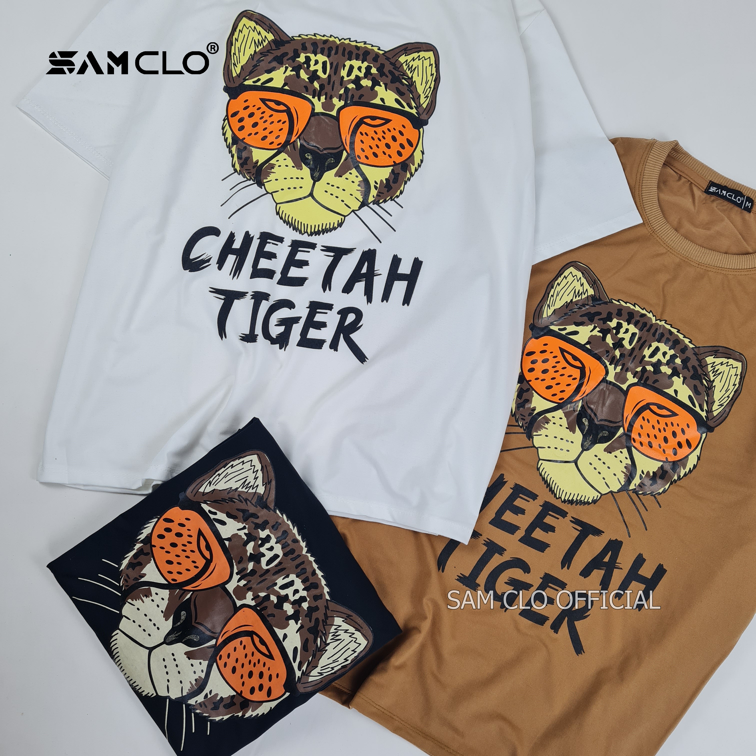 Áo thun tay lỡ nam nữ SAM CLO phông form rộng dáng Unisex, mặc lớp, nhóm, couple in hình ĐẦU CỌP chữ TIGER