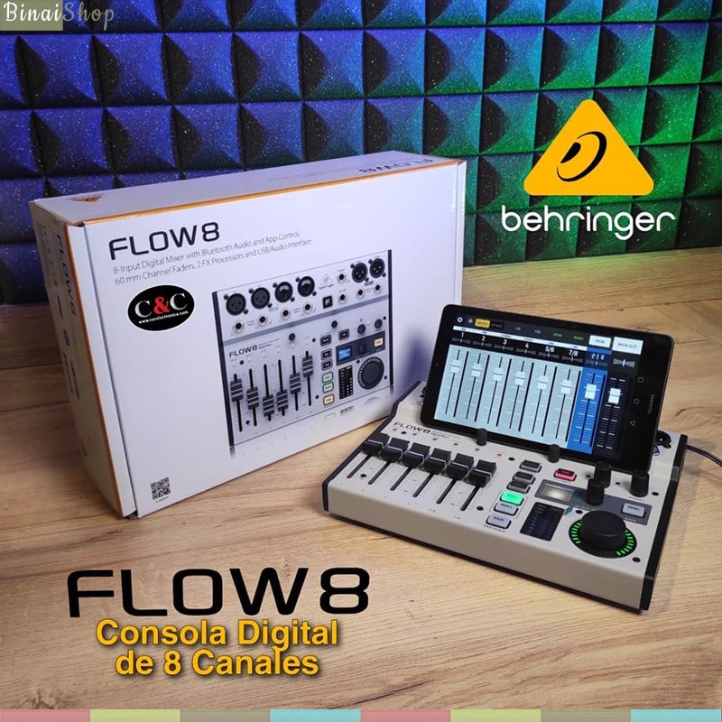 Behringer Flow 8 - Mixer Cơ Lai Số 8 Kênh Đầu Vào, Hỗ Trợ Bluetooth, Cổng USB Phát Trực Tiếp- Hàng chính hãng