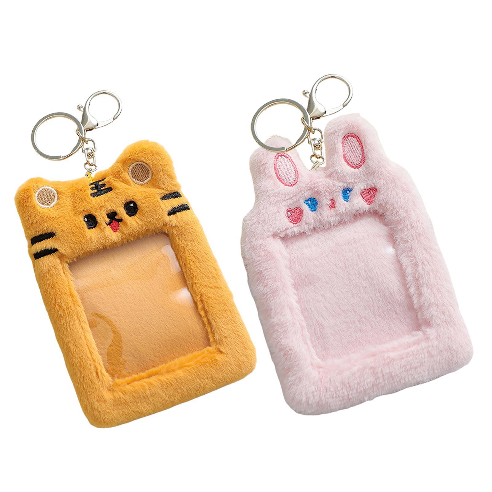 Card Holder Pass Case Photo Sleeve Plush Yellow Tiger