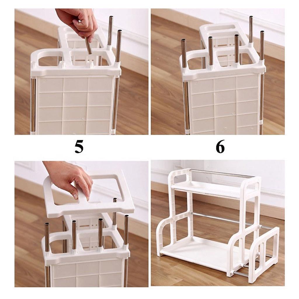 Kệ Đựng Gia Vị Nhà Bếp Bằng Nhựa 2 Tầng Nhỏ Gọn - Tiện Dụng Hình Chữ H Kèm Giá Để Thớt