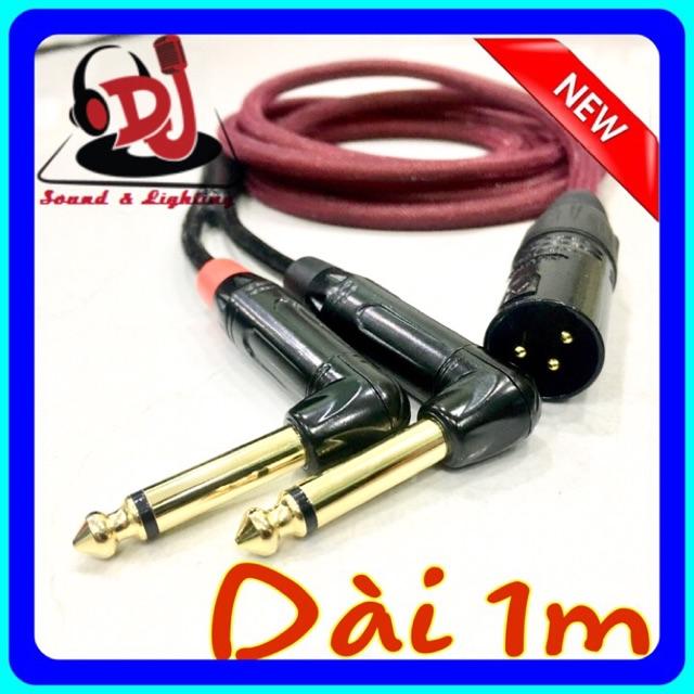 Dây canon chia ra 2 Jack 6 ly cong Jack chia canon đực ra 6 ly cong dây dài 1m