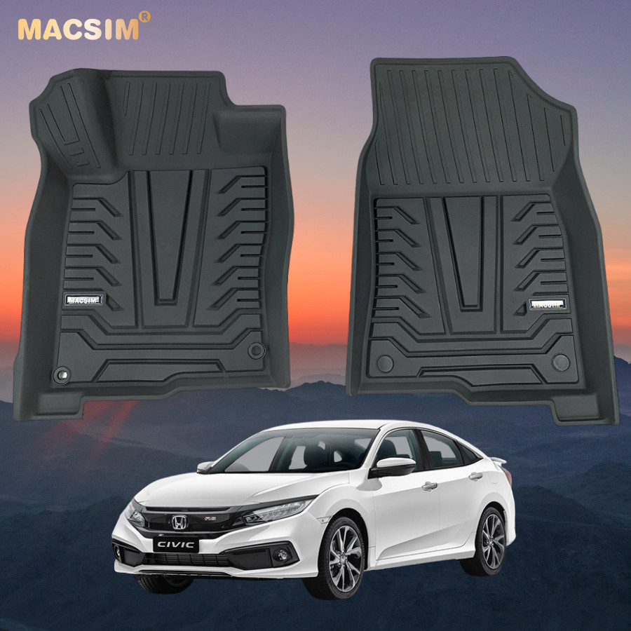 Thảm lót sàn xe ô tô HONDA CIVIC 2018- đến nay Nhãn hiệu Macsim  chất liệu nhựa TPE đúc khuôn cao cấp - màu đen