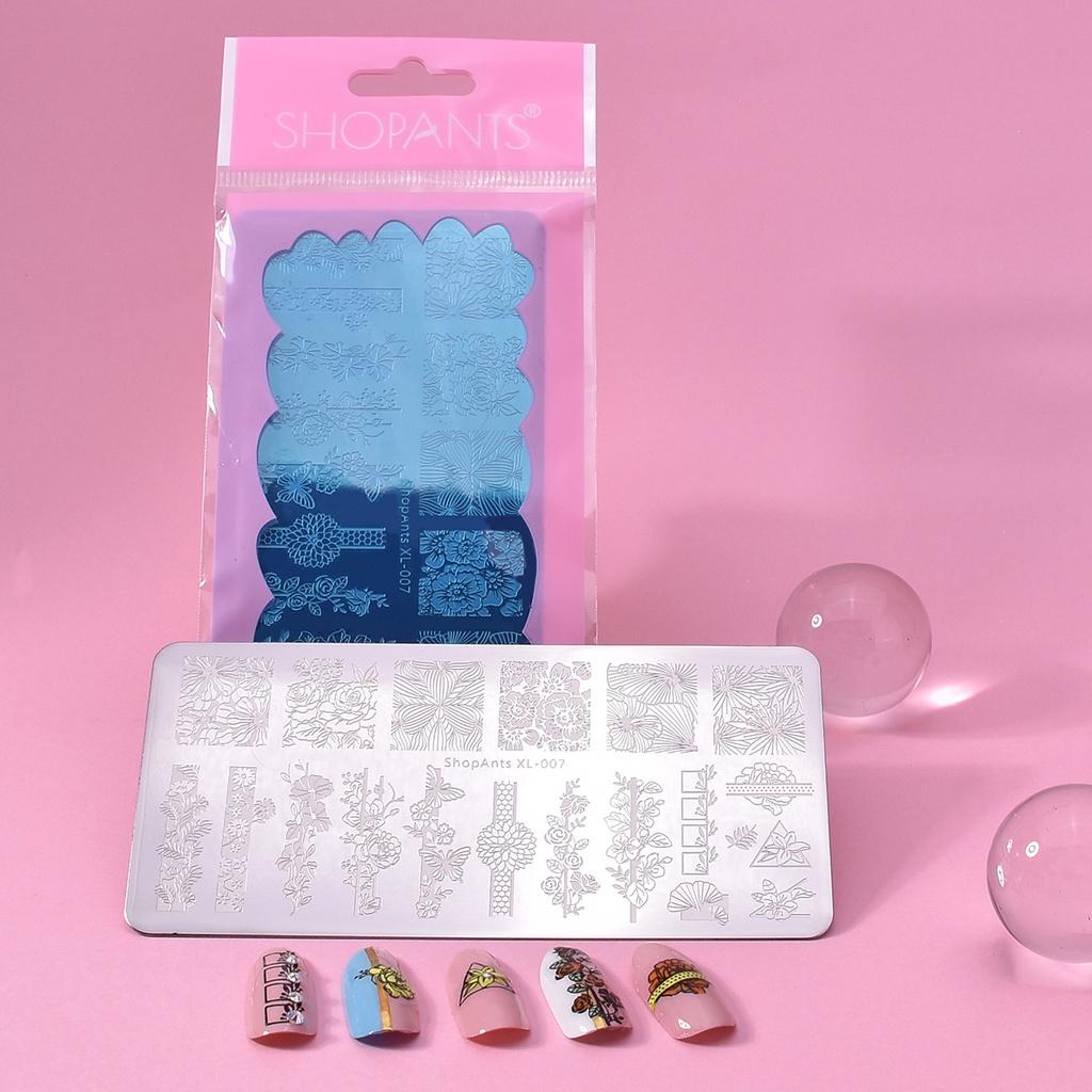 (Hàng Mới Về) Khuôn Trang Trí Móng Tay Hình Chữ Nhật 6X12Cm Họa Tiết Hoa Lá Trang Trí Móng