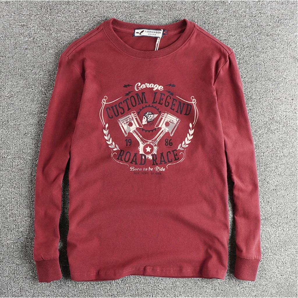Áo thun dài tay phong cách Retro_Biker_dã ngoại - Đen