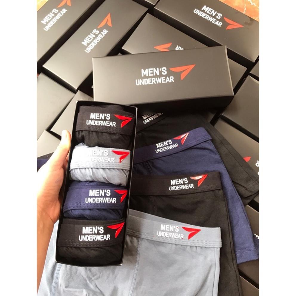 Hộp 4 chiếc quần lót đùi nam boxer 100% cotton co dãn siêu đẹp