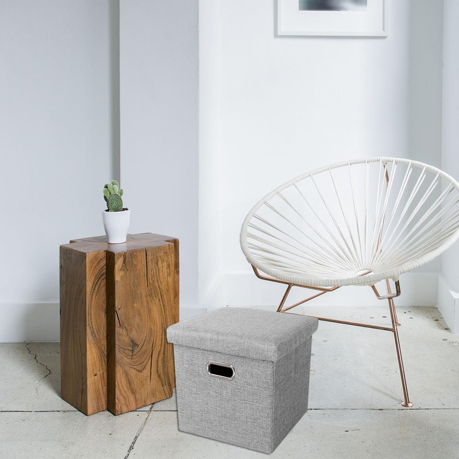 Folding Storage Ottoman Bench Seat Footrest Storage Box for Bedroom