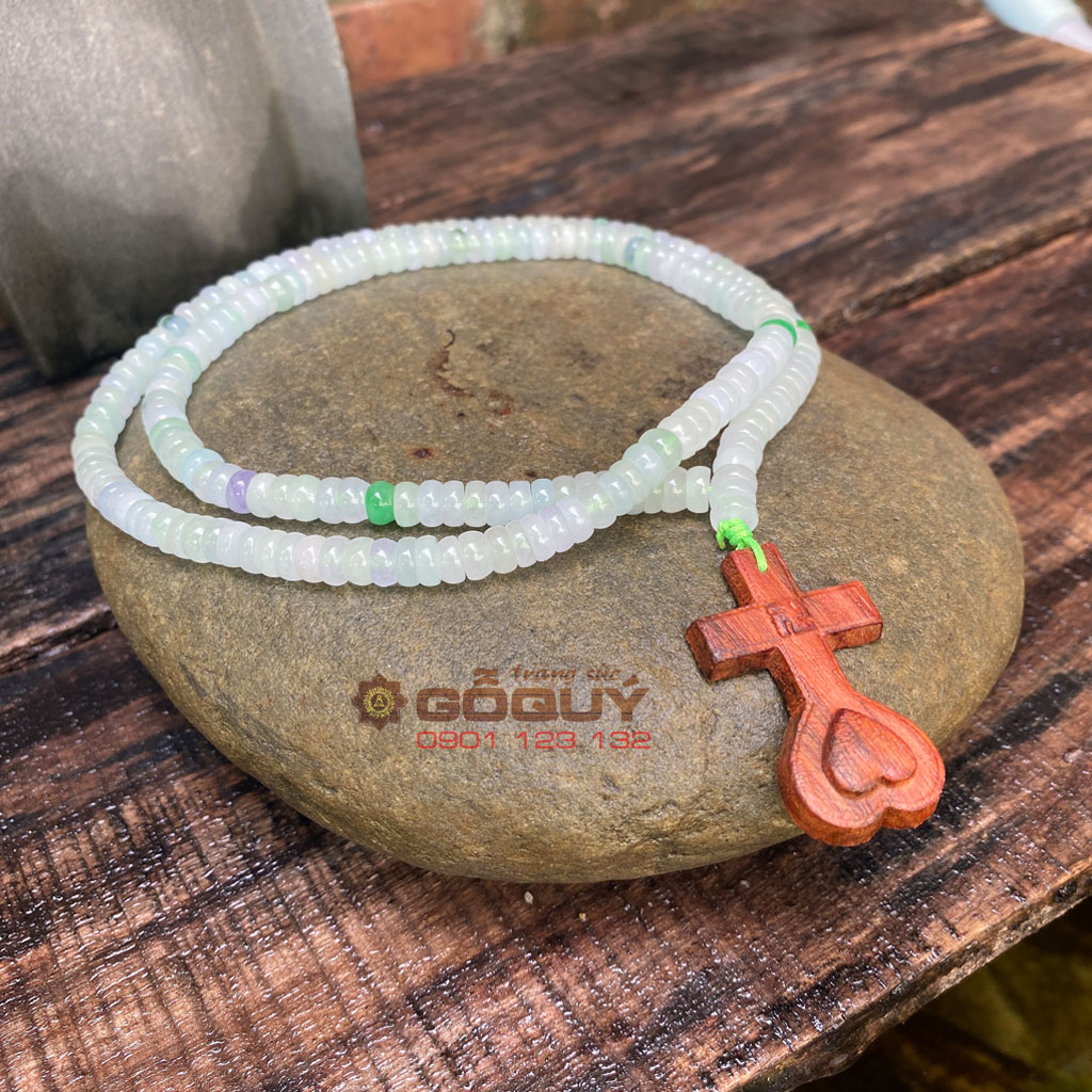 Dây đeo Thiên Tâm Đạo gỗ trắc dây đá ngọc Jadeite