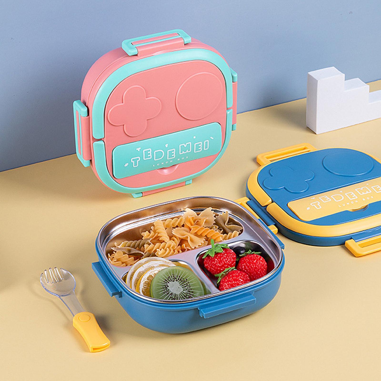 Food Storage Lunch Box Grids Portable Lid Square for Office Camping