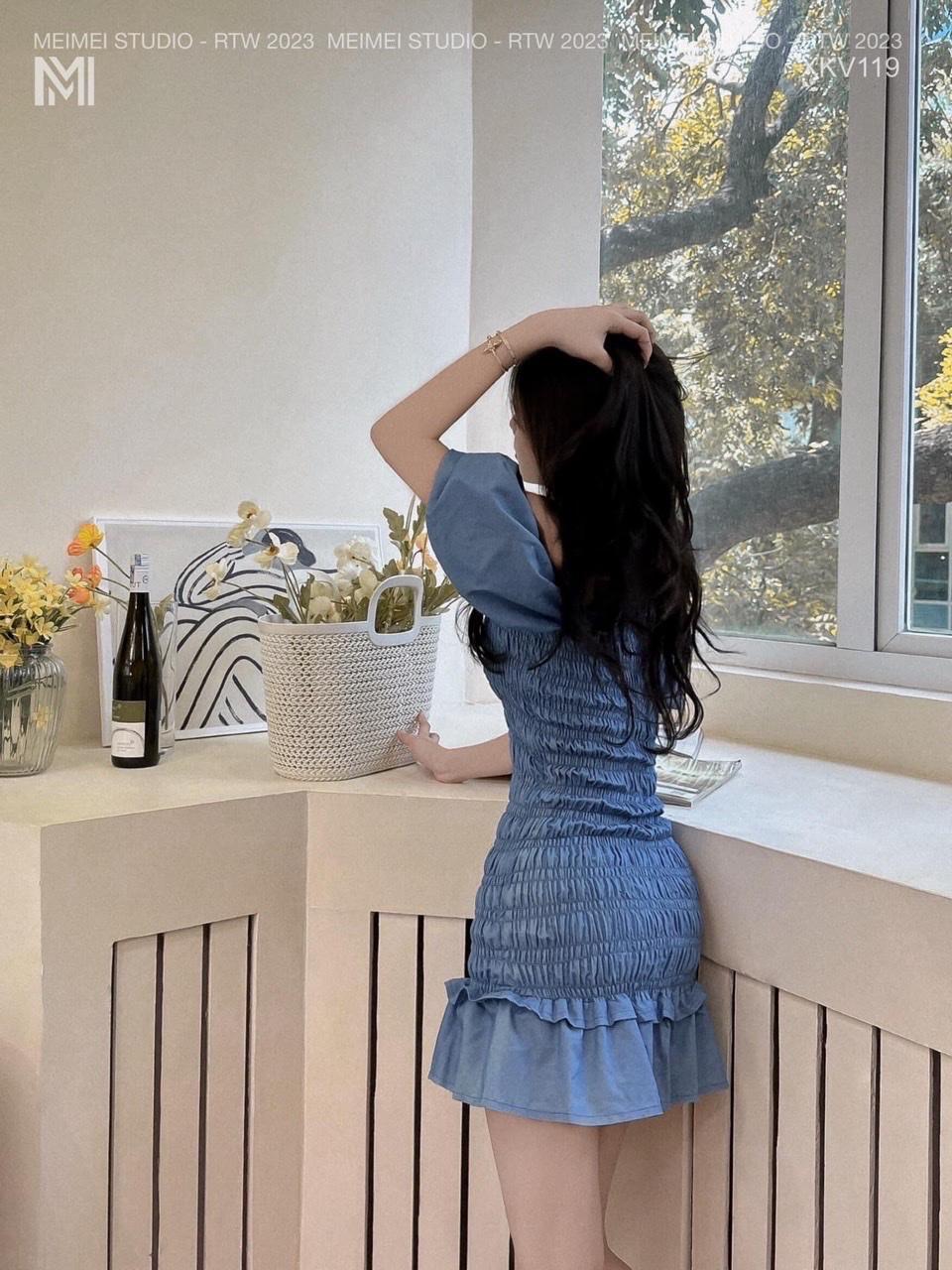 VÁY ĐI CHƠI, VÁY ĐI TIỆC, VÁY JEAN CHUN 2 MÀU BẸC VAI ĐUÔI CÁ CỰC HOT