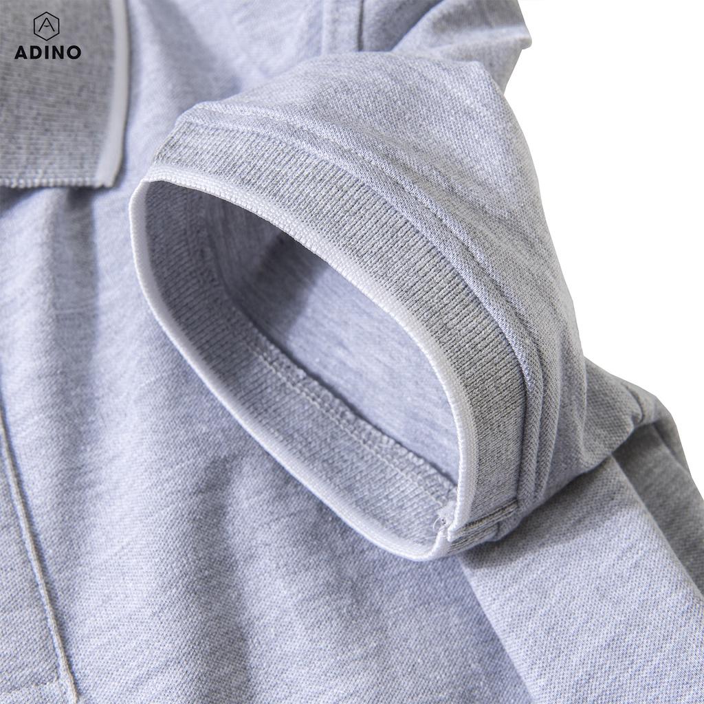 Áo polo nam ADINO màu ghi xám phối viền vải cotton co giãn dáng công sở slimfit hơi ôm trẻ trung AP72