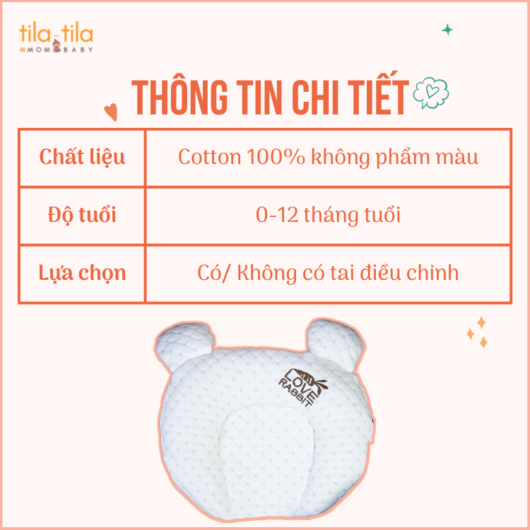 Gối Cao Su Non Cho Em Bé Loại Cao Cấp Chính Hãng Tila-Tila Thương Hiệu Đức Mã TG02 Chống Méo Đầu, Bẹp Đầu, Nghẹo Cổ, Còm Lưng Bé