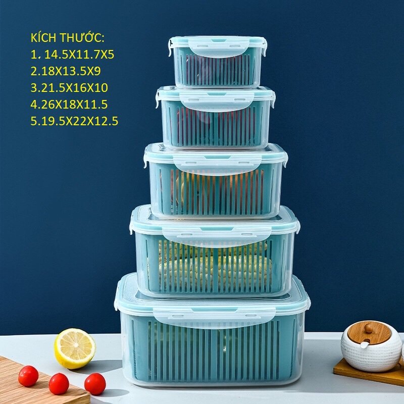 SET 5 HỘP ĐỰNG THỰC PHẨM ĐỂ TỦ LẠNH CÓ NẮP