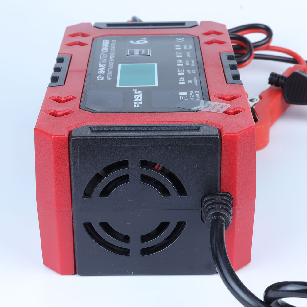 Bộ sạc ắc quy thông minh FOXSUR 12V 6F 10 giai đoạn 4AH - 120AH khử sunfat và tự động ngắt FBC1206F 6A
