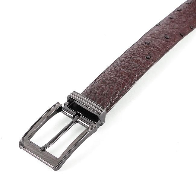 HP4449 - Dây nịt nam da đà điểu Huy Hoàng 3,5P da hột đầu kim màu nâu đất