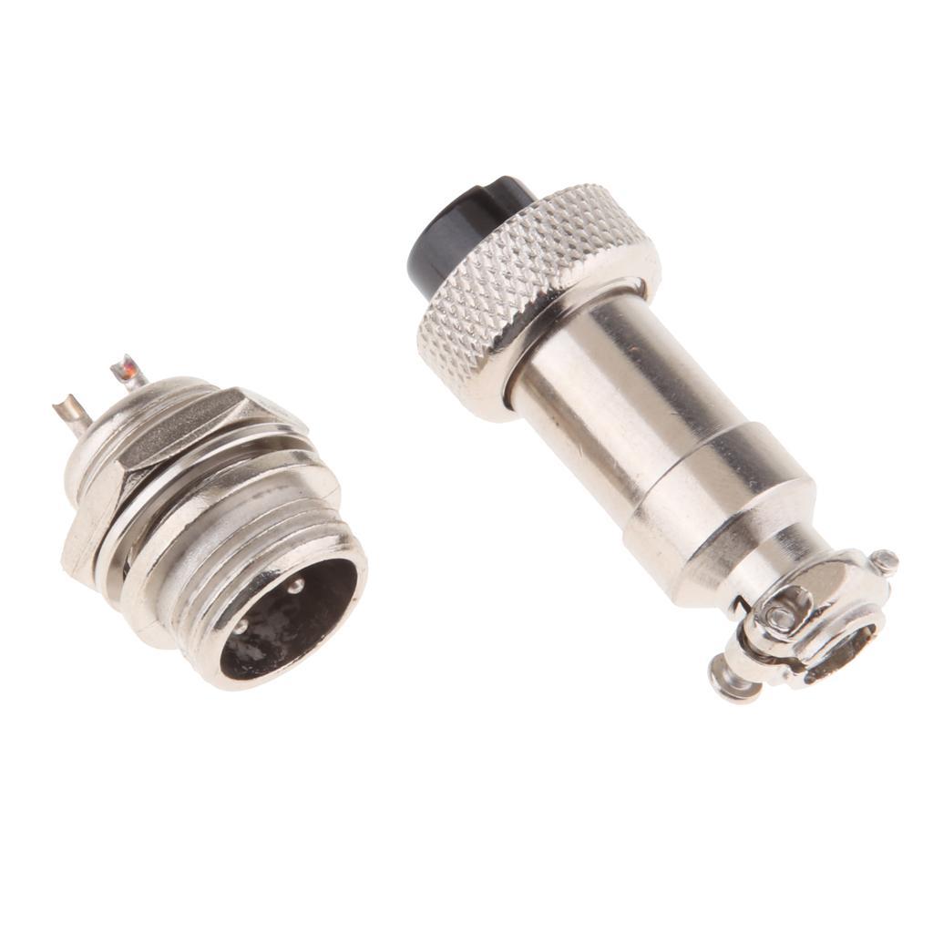 3x 1set   2Pin Male & Female Circular Aviation Socket Plug Panel Connector