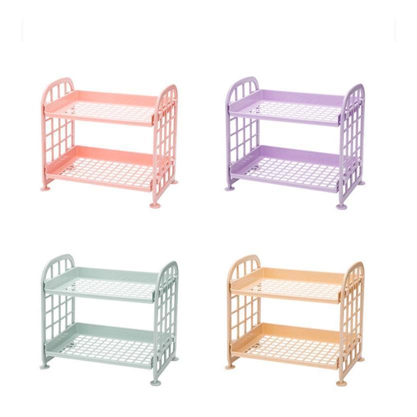 Kệ Nhựa Mini 2 Tầng Nhiều Màu Tiện Lợi 22x14x20cm
