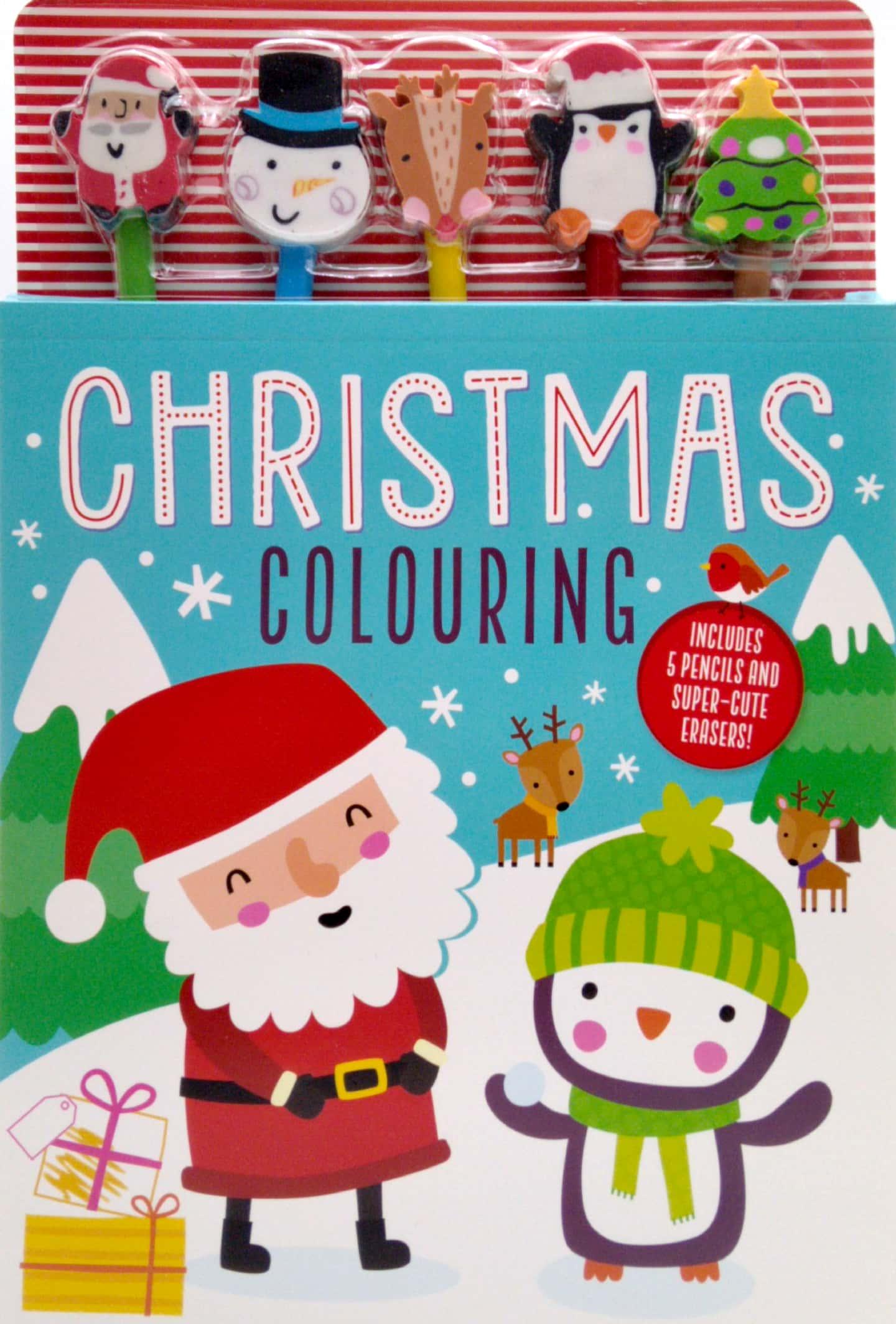 Eraser Pencil Toppers: Christmas Colouring