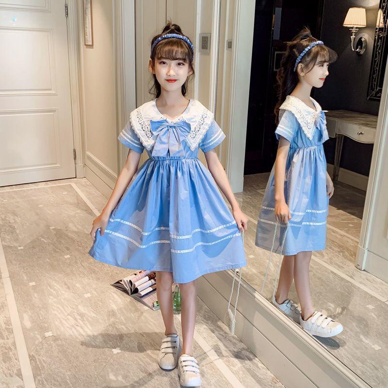 SHUANGYAN Cô gái ăn mặc mùa hè Hàn Quốc phong cách phương Tây búp bê cổ váy trẻ em trung bình lớn váy công chúa web đỏ(