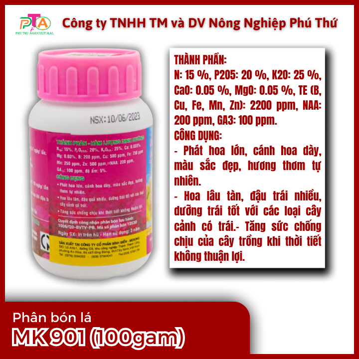 Phân Bón Lá Cao Cấp Có Chứa Chất Điều Hòa Sinh Trưởng Đầu Trâu MK 901 Hũ 100gam