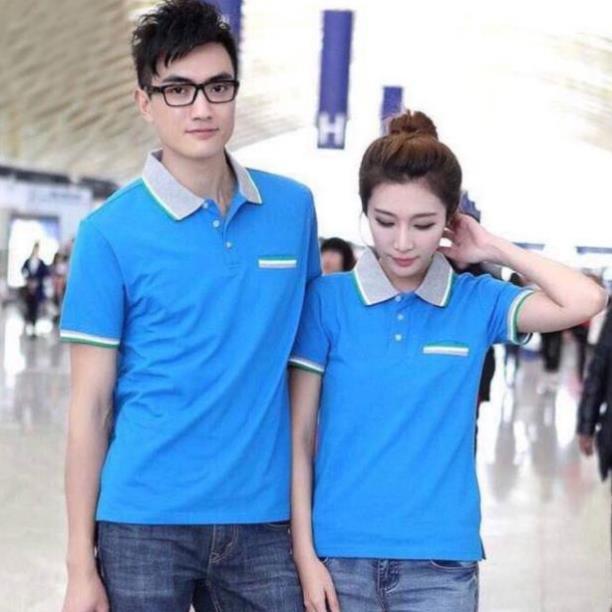 Áo thun polo cổ bẻ xanh