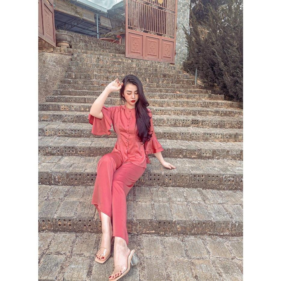 ĐỒ LAM ĐI CHÙA Đẹp Cao Cấp Trang Nhã Chất Vải Đũi Họa Tiết Con Bướm - AL008 - 2021 Dành Cho Phậ